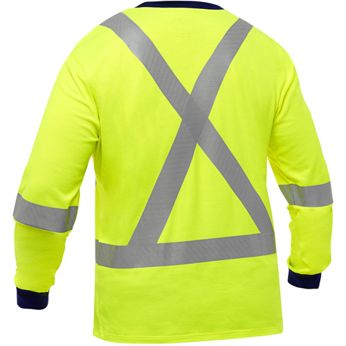 Bisley&reg; X-Back Long Sleeve Shirt, Poly-Cotton, Small, High Visibility Lime-Yellow Stor-it Systems