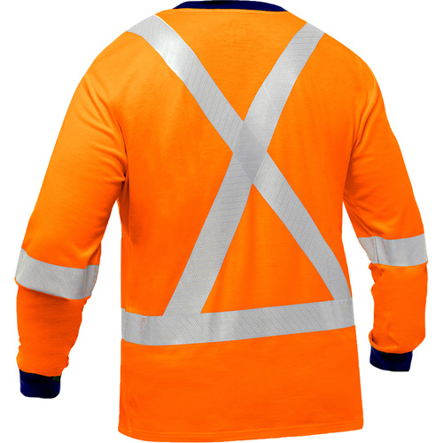 Bisley&reg; X-Back Long Sleeve Shirt, Poly-Cotton, Small, High Visibility Orange Stor-it Systems