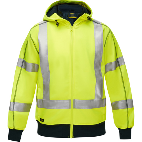 Bisley&reg; X-Back Full Zip Hooded Sweatshirt with Sherpa Lining, 3X-Large, High Visibility Lime-Yellow Stor-it Systems