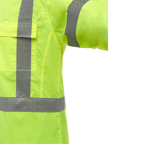Bisley&reg; X-Back Long Sleeve Work Shirt with X-Airflow, Poly-Cotton, Small, High Visibility Lime-Yellow Stor-it Systems