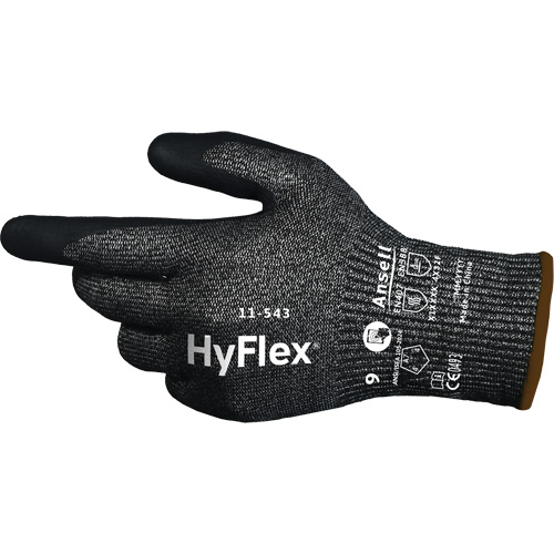Gants r&eacute;sistants &agrave; la coupe HYFLEX 11-543, Taille 6, Calibre 13, Rev&ecirc;tement Nitrile, Enveloppe en Nylon/Acier inoxydable/PEHP/Spandex, ASTM ANSI niveau A7/EN 388 niveau F Stor-it Systems