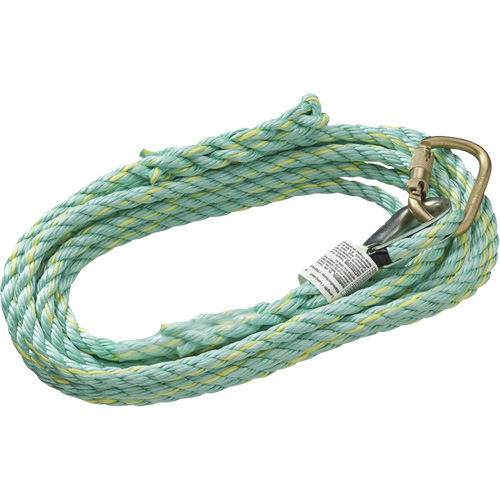 VL-1115-25 Vertical Lifeline Rope with Anchor End Carabiner & Trailing End Back Splice, Copolymer Stor-it Systems