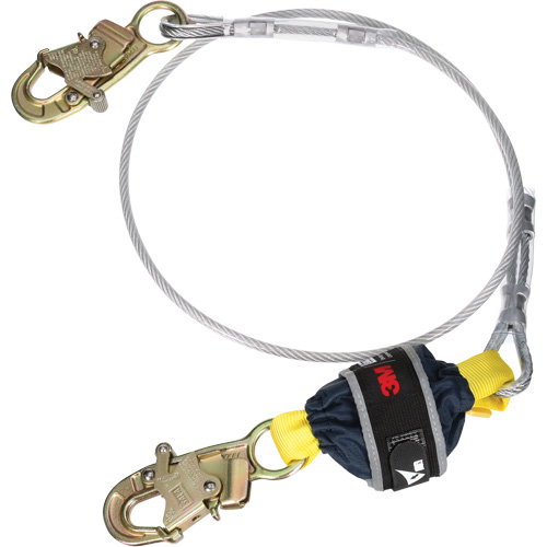 Cable Shock-Absorbing Lanyard, 6', Snap Hook Center, Snap Hook Leg Ends, Galvanized Steel Stor-it Systems