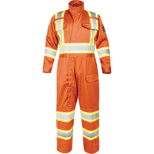 Combinaison ignifug&eacute;e avec bandes haute visibilit&eacute;, Taille Petit, Orange Stor-it Systems