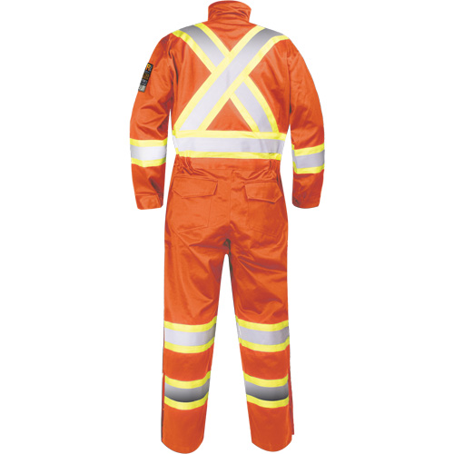 Combinaison ignifug&eacute;e avec bandes haute visibilit&eacute;, Taille Petit, Orange Stor-it Systems