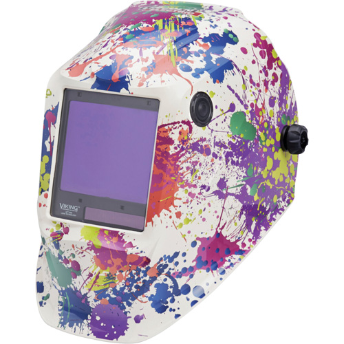 VIKING 3350 Creative Spark Welding Helmet, 3.74" L x 3.34" W View Area, 5 - 13 Shade Range Stor-it Systems