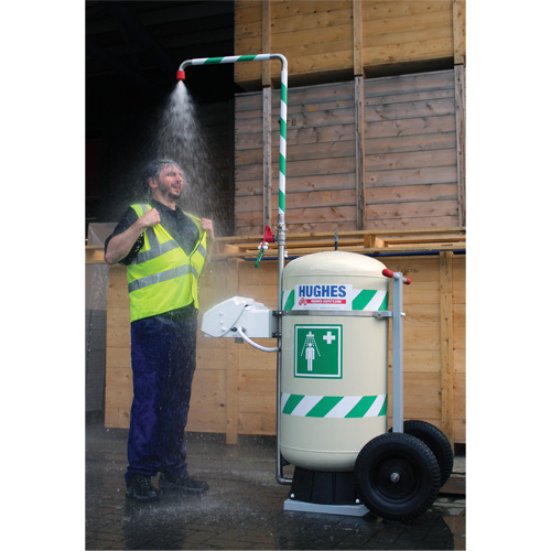 Douche d'urgence mobile et ind&eacute;pendant avec douche oculaire et faciale, Capacit&eacute; 30 gal., Conformit&eacute; Aucune Stor-it Systems