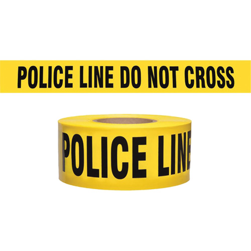 "Police Line Do Not Cross" Contractor-Grade Barricade Tape, English, 3" W x 1000' L, 2 mils, Black on Yellow Stor-it Systems