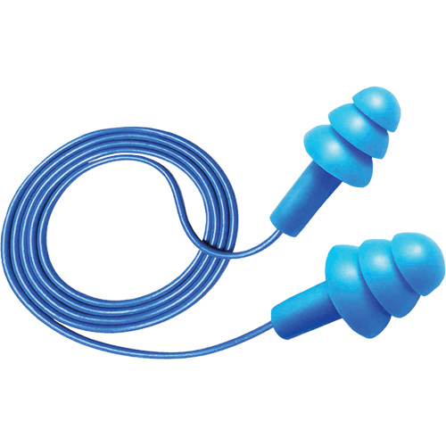 Bouchons d'oreilles d&eacute;tectables et r&eacute;utilisables Hush 50-25, Avec cordon, Taille unique, Vrac - Boîte, NRR dB 25 Stor-it Systems
