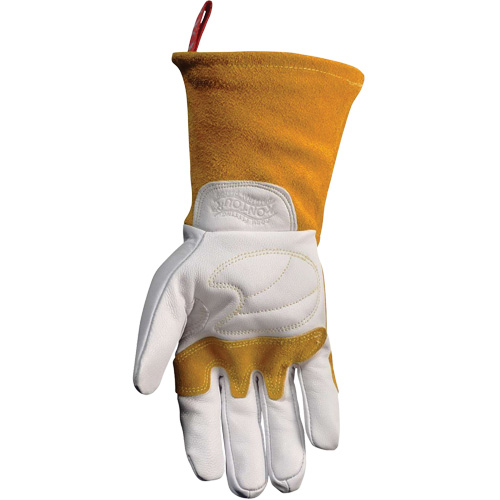 Caiman&reg; Premium TIG/MIG Welder's Gloves with FR Insulated Split Cowhide Back, Grain Goatskin, Size Medium Stor-it Systems