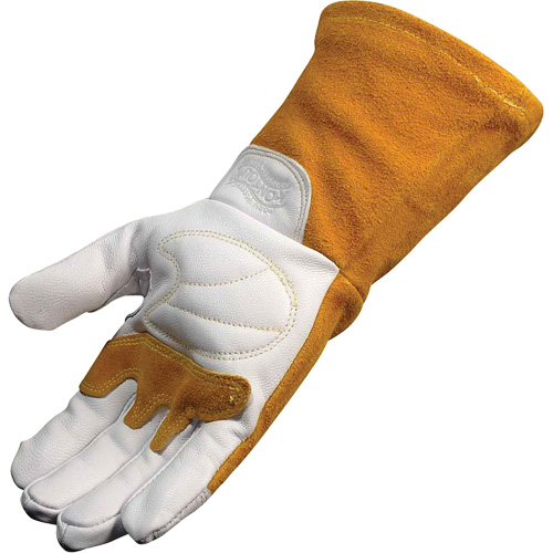 Caiman&reg; Premium TIG/MIG Welder's Gloves with FR Insulated Split Cowhide Back, Grain Goatskin, Size Medium Stor-it Systems