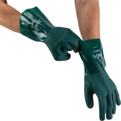 Gants verts &agrave; double enduit, 12" lo, PVC, Doublure en Jersey de coton, 70 mils Stor-it Systems