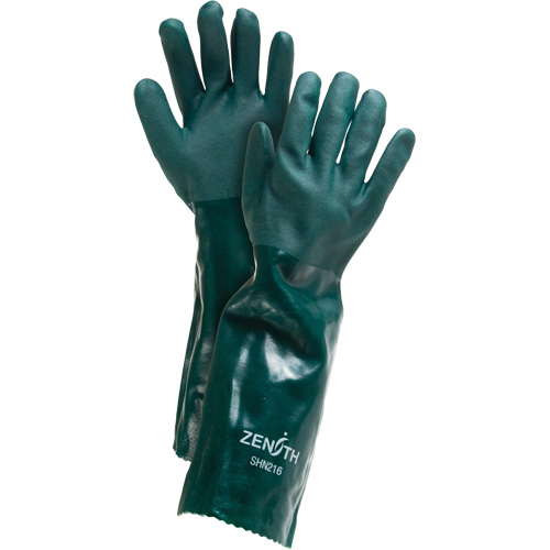 Double Dipped Green Gloves, 18" L, PVC, Cotton Jersey Inner Lining, 70-mil Stor-it Systems