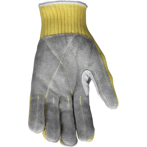 Gants de travail r&eacute;sistant &agrave; la coupe CutPro avec paume en cuir fendu, Taille Petit, Calibre 7, Enveloppe en Kevlar, ASTM ANSI niveau A3 Stor-it Systems