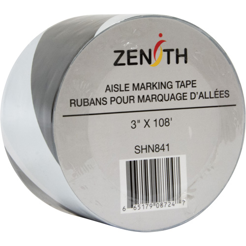Ruban pour marquage d'all&eacute;es, 3" x 108', PVC, Noir et blanc Stor-it Systems
