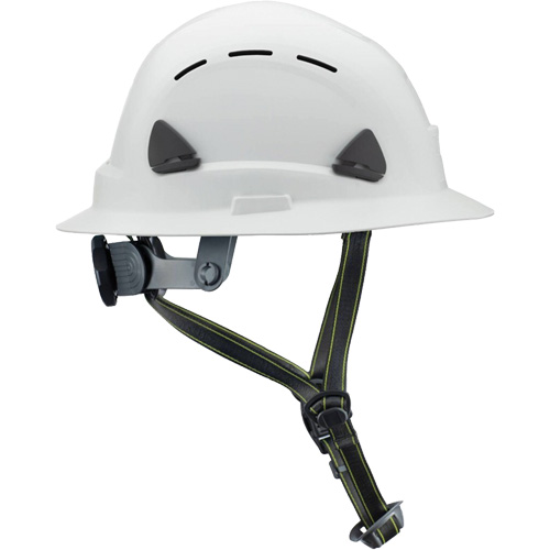 Casque Fibre Metal de style escalade avec bordure compl&egrave;te, R&eacute;pond aux normes CSA type 2, Suspension Rochet, Ventil&eacute; Stor-it Systems