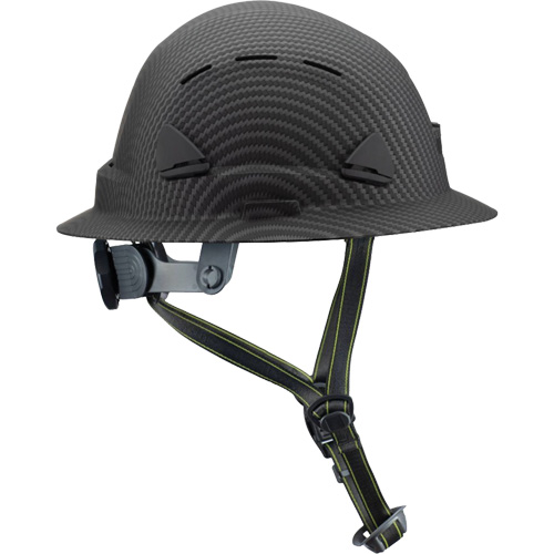 Casque Fibre Metal de style escalade avec bordure compl&egrave;te, R&eacute;pond aux normes CSA type 2, Suspension Rochet, Ventil&eacute; Stor-it Systems