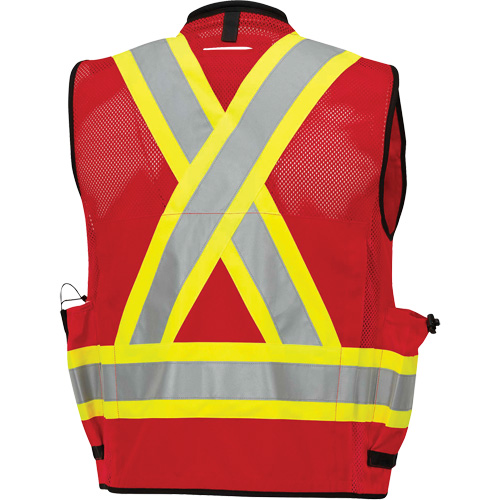 6678 High-Visibility Antimicrobial Mesh-Back Surveyor Vest, Red, Small, Polyester Stor-it Systems