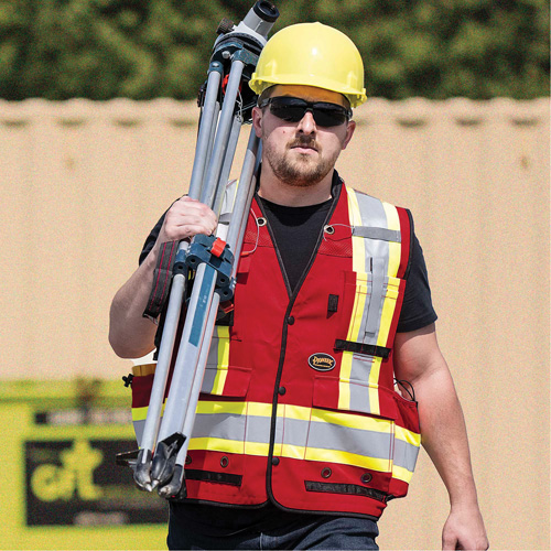 6678 High-Visibility Antimicrobial Mesh-Back Surveyor Vest, Red, Small, Polyester Stor-it Systems