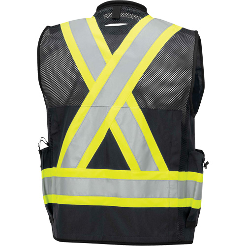 6679 High-Visibility Antimicrobial Mesh-Back Surveyor Vest, Black, Small, Polyester Stor-it Systems