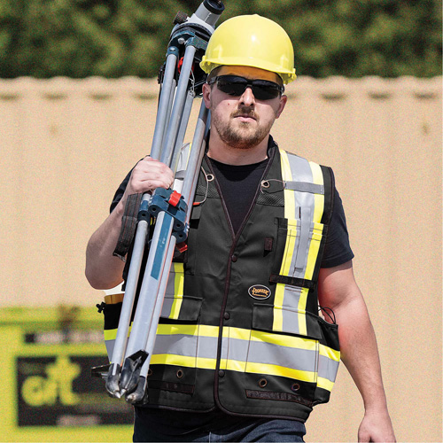 6679 High-Visibility Antimicrobial Mesh-Back Surveyor Vest, Black, Small, Polyester Stor-it Systems