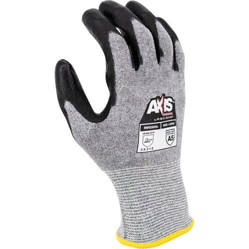 Gants de travail r&eacute;sistants &agrave; la coupe, compatibles avec &eacute;crans tactiles RWG566 AXIS, Taille T-petit, Calibre 18, Rev&ecirc;tement Polyur&eacute;thane, Enveloppe en Acier inoxydable/PEHP, ASTM ANSI niveau A5/EN 388 niveau E Stor-it Systems