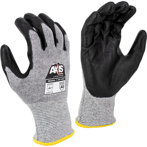Gants de travail r&eacute;sistants &agrave; la coupe, compatibles avec &eacute;crans tactiles RWG566 AXIS, Taille T-petit, Calibre 18, Rev&ecirc;tement Polyur&eacute;thane, Enveloppe en Acier inoxydable/PEHP, ASTM ANSI niveau A5/EN 388 niveau E Stor-it Systems