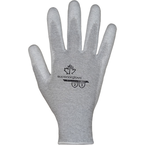 Gants blancs KnitActiv dissipatifs &eacute;lectrostatiques et peu pelucheux, 5, R&ecirc;vetement Polyur&eacute;thane, Calibre 13, Enveloppe en Nylon/Coton Stor-it Systems