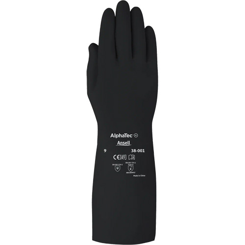 Gants d,usage moyen r&eacute;sistants aux produits chimiques AlphaTec 38001PP, Taille 8, 14" lo, Caoutchouc butyle, 14 mils Stor-it Systems