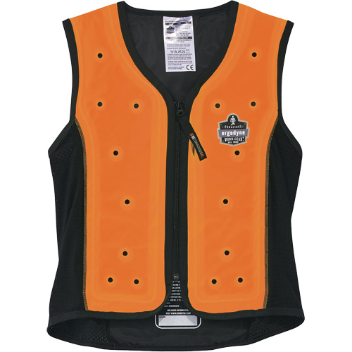 Veste de refroidissement &eacute;vaporatif Chill-Its 6685 avec fermeture &agrave; glissi&egrave;re, Moyen, Orange Stor-it Systems