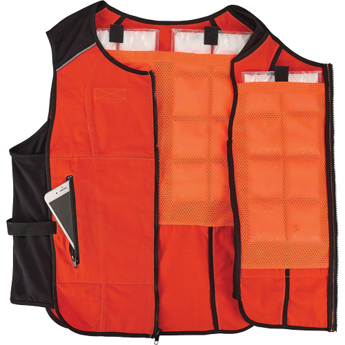 Chill-Its 6260 Lightweight Phase Change Cooling Vest with Rechargeable Packs, Small/Medium, Orange Stor-it Systems