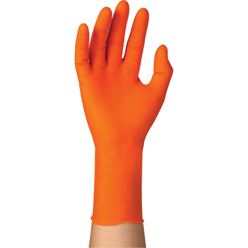 Gants jetables TOUCHNTUFF 93-800, 6,5/7, Latex/N&eacute;opr&egrave;ne/Nitrile, 23,6-mils, Sans poudre, Orange Stor-it Systems