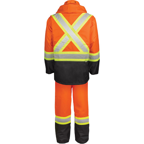 Ensemble de pluie haute visibilit&eacute; en tissu 150 deniers, Polyester, Moyen, Orange haute visibilit&eacute; Stor-it Systems