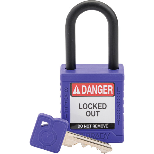 Velocity Safety Lockout Padlock, Safety Padlock, Keyed Different, Nylon, 1-1/2" Width Stor-it Systems