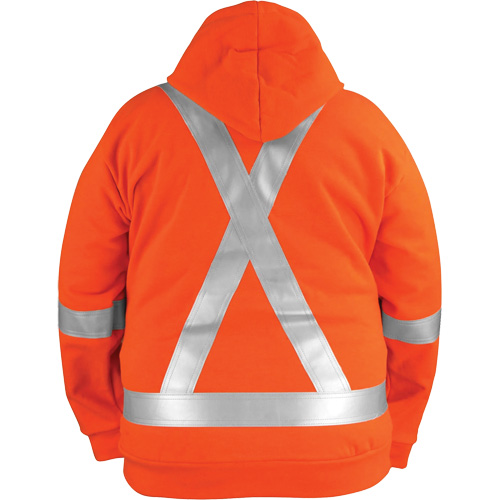 Chandail haute visibilit&eacute; &agrave; fermeture &eacute;clair sur le devant, r&eacute;sistant au vent, avec capuchon amovible, Hommes, 2T-Grand, Orange haute visibilit&eacute;, 27,7 cal/cm² Stor-it Systems