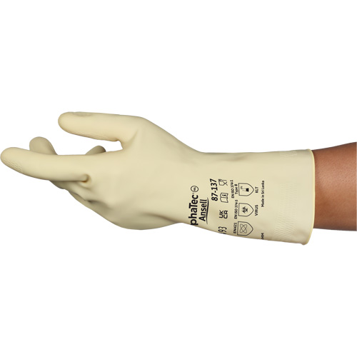 Gants naturels et l&eacute;gers AlphaTec 87-137, Taille 9, 11,8" lo, Latex de caoutchouc, 16 mils Stor-it Systems