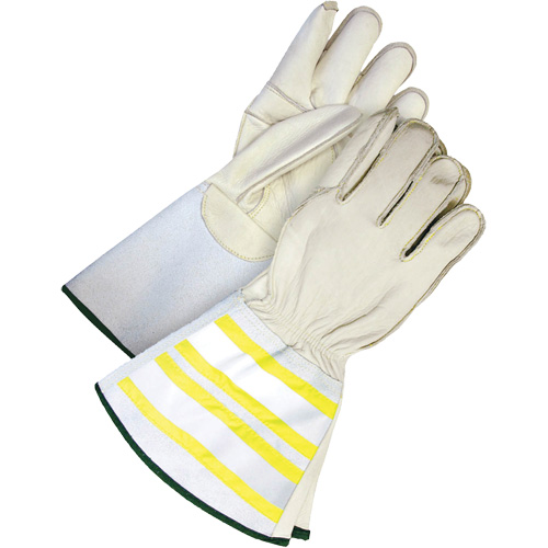 High-Visibility Utility Gloves with 6.25" Cuff, Small, Grain Cowhide Palm Stor-it Systems