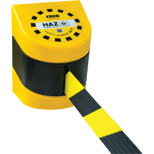 Syst&egrave;me de barri&egrave;re de s&eacute;curit&eacute; HAZLOK, Plastique, Fixation magn&eacute;tique, 30', Ruban Noir et jaune Stor-it Systems