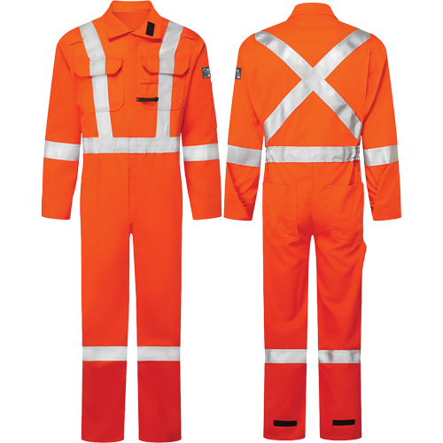 Avenger 7 oz. Coveralls, Size 42 Tall, High-Visibility Orange Stor-it Systems