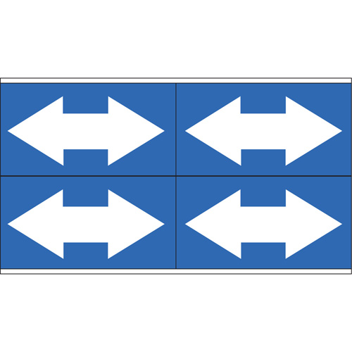 Marqueurs de tuyau avec fl&egrave;ches bidirectionnelles, Autocollant, 1-1/8" h x 7" la, Blanc/bleu Stor-it Systems