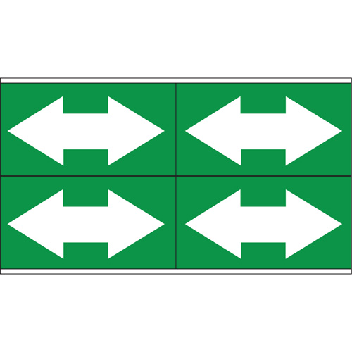 Marqueurs de tuyau avec fl&egrave;ches bidirectionnelles, Autocollant, 1-1/8" h x 7" la, Blanc/vert Stor-it Systems