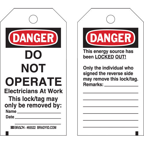Lockout Tags, Plastic, 3" W x 5-1/2" H, English Stor-it Systems