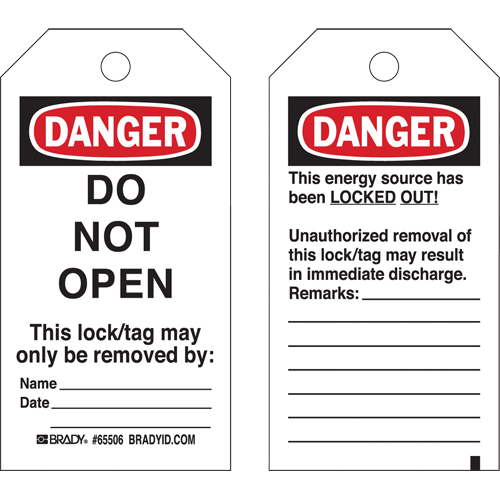 Lockout Tags, Cardstock, 3" W x 5-3/4" H, English Stor-it Systems