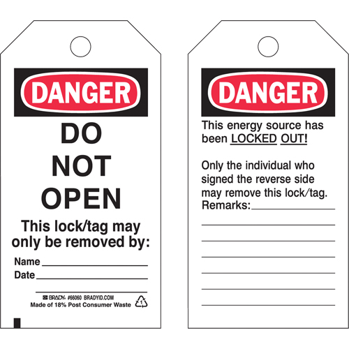 Lockout Tags, Plastic, 3" W x 5-3/4" H, English Stor-it Systems