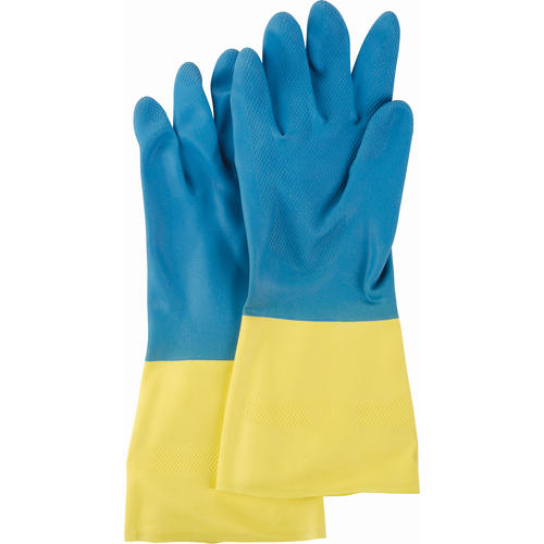 Two Tone NS53 Gloves, Size Medium/8, 13" L, Neoprene/Rubber Latex, Flock-Lined Inner Lining, 28-mil Stor-it Systems