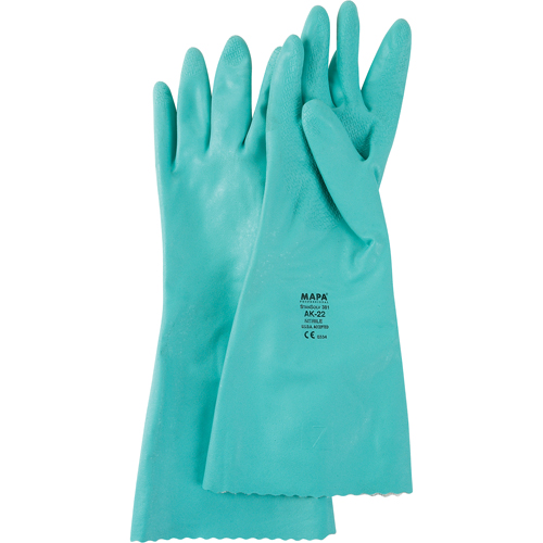 StanSolv&reg; Embossed Z-Pattern Grip Gloves, Size Small/7, 14" L, Nitrile, Interlock Inner Lining, 11-mil Stor-it Systems