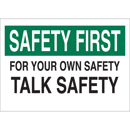 Enseigne  Talk Safety , 10" x 14", Aluminium, Anglais Stor-it Systems