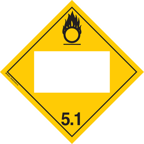 Oxidizer TDG Placard, Adhesive Vinyl Stor-it Systems