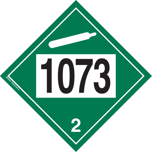 Plaque-&eacute;tiquette TMD 1073 pour gaz ininflammable oxyg&egrave;ne liqu&eacute;fi&eacute;, Plastique Stor-it Systems