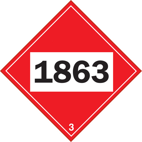 Plaque-&eacute;tiquette TMD 1863 pour liquide inflammable carburant aviation, Plastique Stor-it Systems